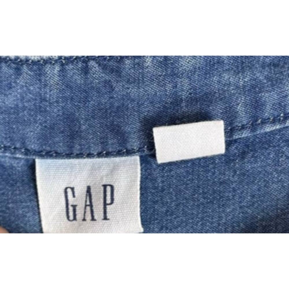 Gap Womens Small Blue Chambray L/S Button Front Shirt Dress Lyocell No Belt - Picture 4 of 10